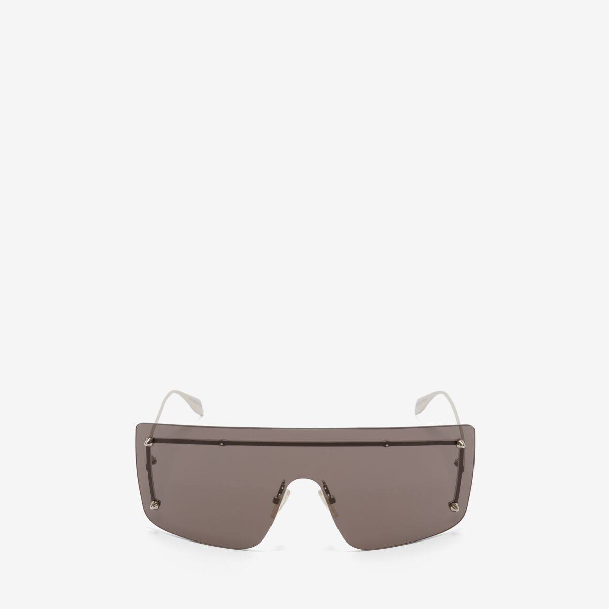 Alexander McQueen Unisex Black Spike Studs Mask Sunglasses (Metal)